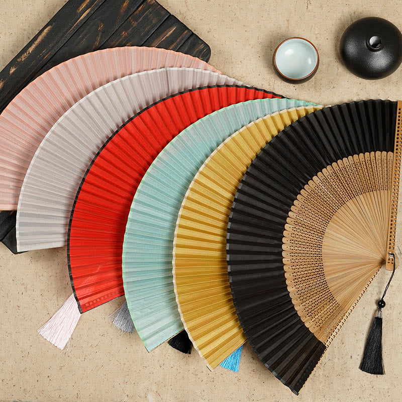 Silk Bamboo Hand Fan – Folding Oriental Style Accessory for Weddings, Parties & Summer Cooling – Lightweight Portable Fan with Elegant