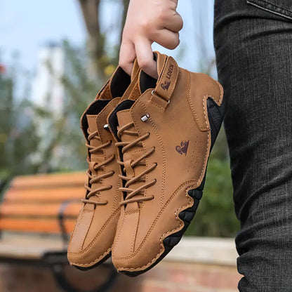 Men's Waterproof High-Top Sneakers with Elastic Slip-On Design - Durable Rubber Sole Boots for Street Style & All-Weather Wear