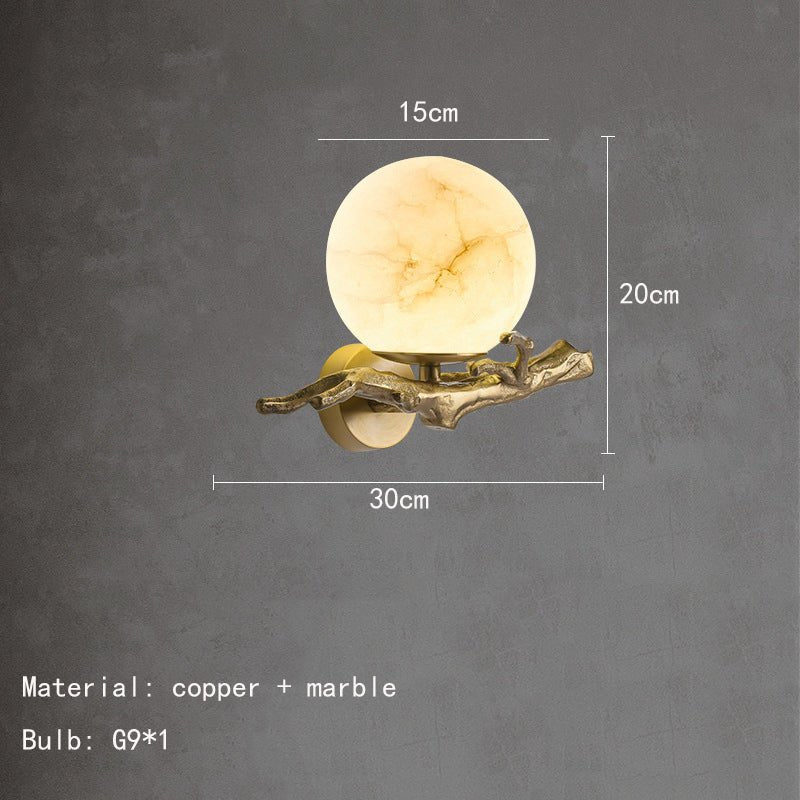 Marble & Brass Wall Sconce LED Light Fixture for Bedroom, Living Room, Hallway – Modern Minimalist Indoor Lighting