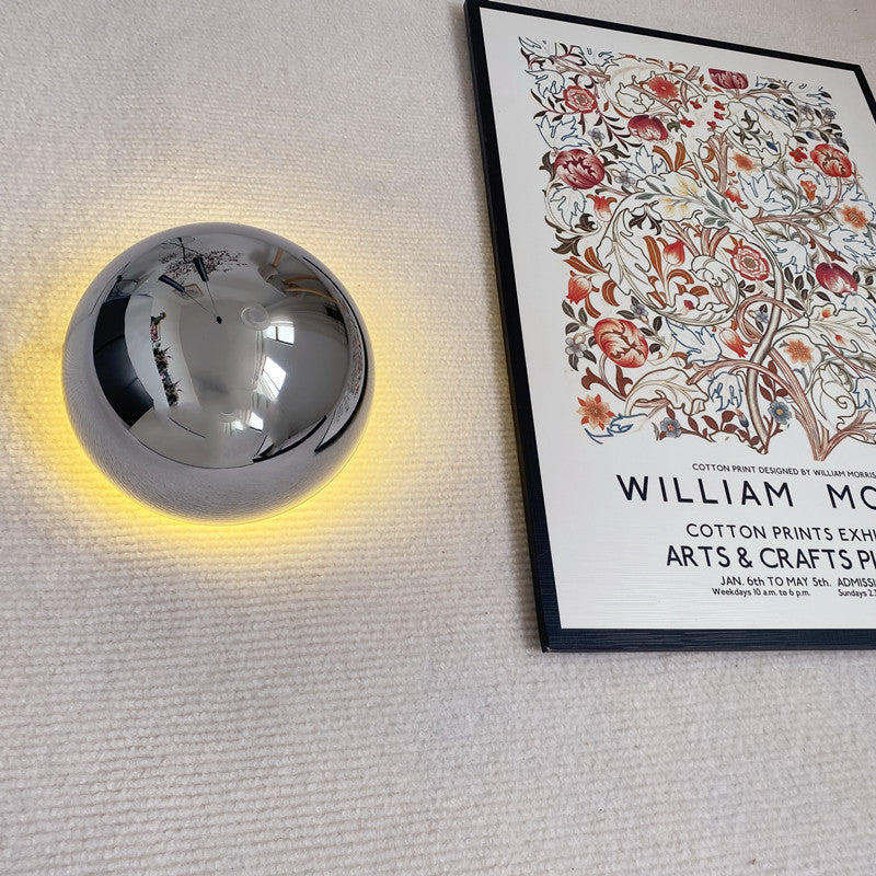 Spherical Glass Sconce with Iron Accent – Ambient LED Lighting for Entryway, Bedroom & Living Space – Modern Minimalist Home Fixture