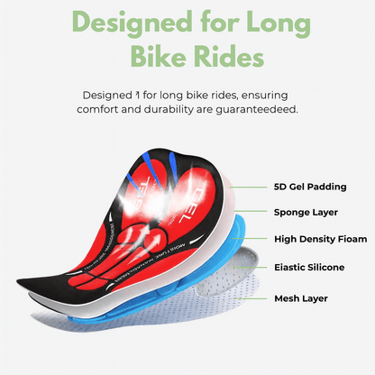 Padded Cycling Shorts with Gel Insert for Men & Women – Breathable Performance Bike Shorts for Long Distance Road Rides, Mountain Biking &