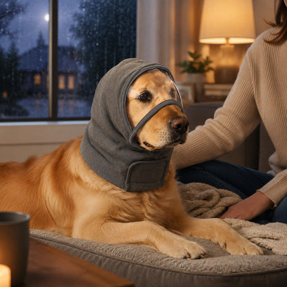 Ortekor Calming Dog Hood with Clear Viewing Panel, Gentle Head & Neck Wrap for Grooming, Thunderstorms, Fireworks & Travel Comfort