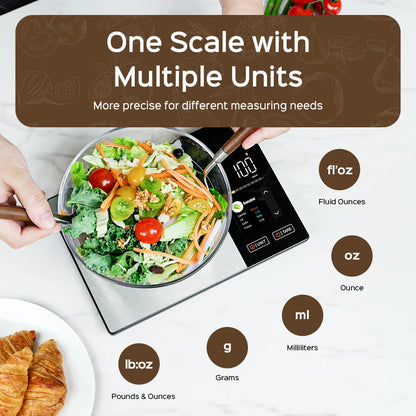 Digital Kitchen Nutrition Scale with Macro Tracking & Color Display for Meal Prep, Diet Planning & Cooking