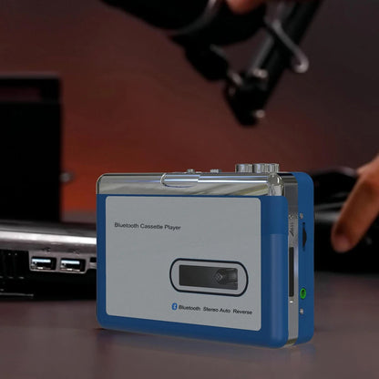 Portable Cassette Player with Bluetooth – Auto-Reverse Tape Deck with Wireless & Wired Playback for Retro Music Lovers
