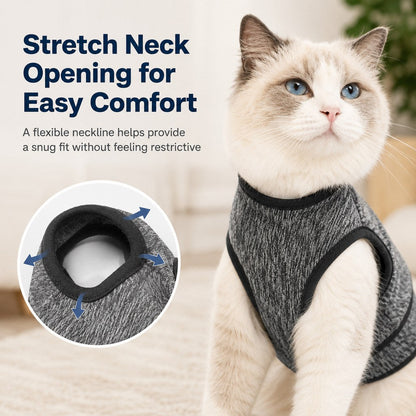 Ortekor Cat Calming Vest for Thunderstorms, Travel & Quiet Time - Soft Adjustable Comfort Wrap for Nervous Cats