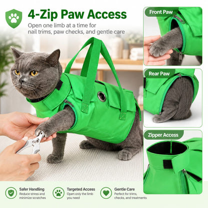 Ortekor Multi-Use Cat Carrier & Grooming Bag - Easy Paw Access for Vet Visits & At-Home Care