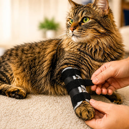 Ortekor Cat Leg Support Brace for Recovery Care - Adjustable Front or Hind Leg Splint for Weak Legs