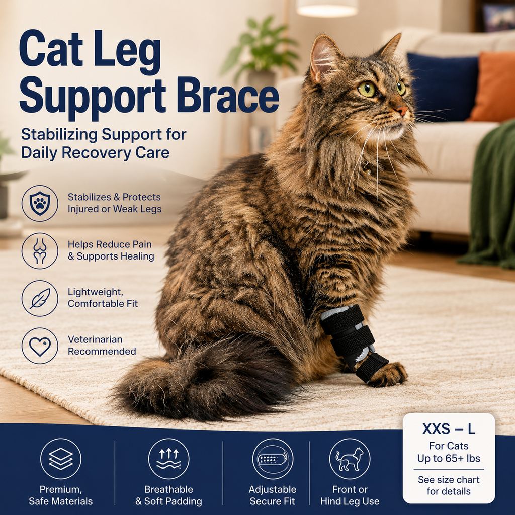 Ortekor Cat Leg Support Brace for Recovery Care - Adjustable Front or Hind Leg Splint for Weak Legs