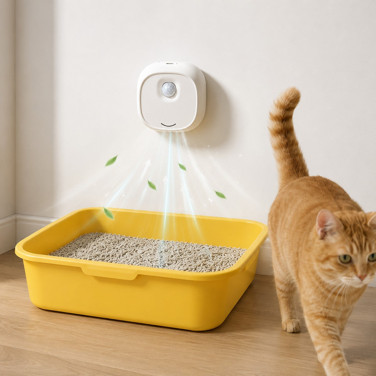 Ortekor Smart Cat Litter Box Deodorizer for Apartments & Bathrooms — Motion Sensor Odor Control for Daily Litter Box Smell