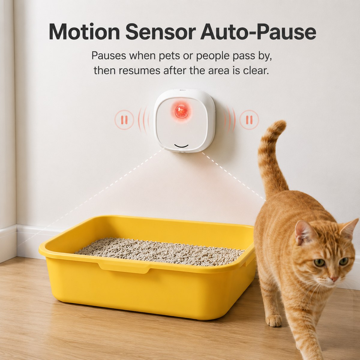 Ortekor Smart Cat Litter Box Deodorizer for Apartments & Bathrooms — Motion Sensor Odor Control for Daily Litter Box Smell