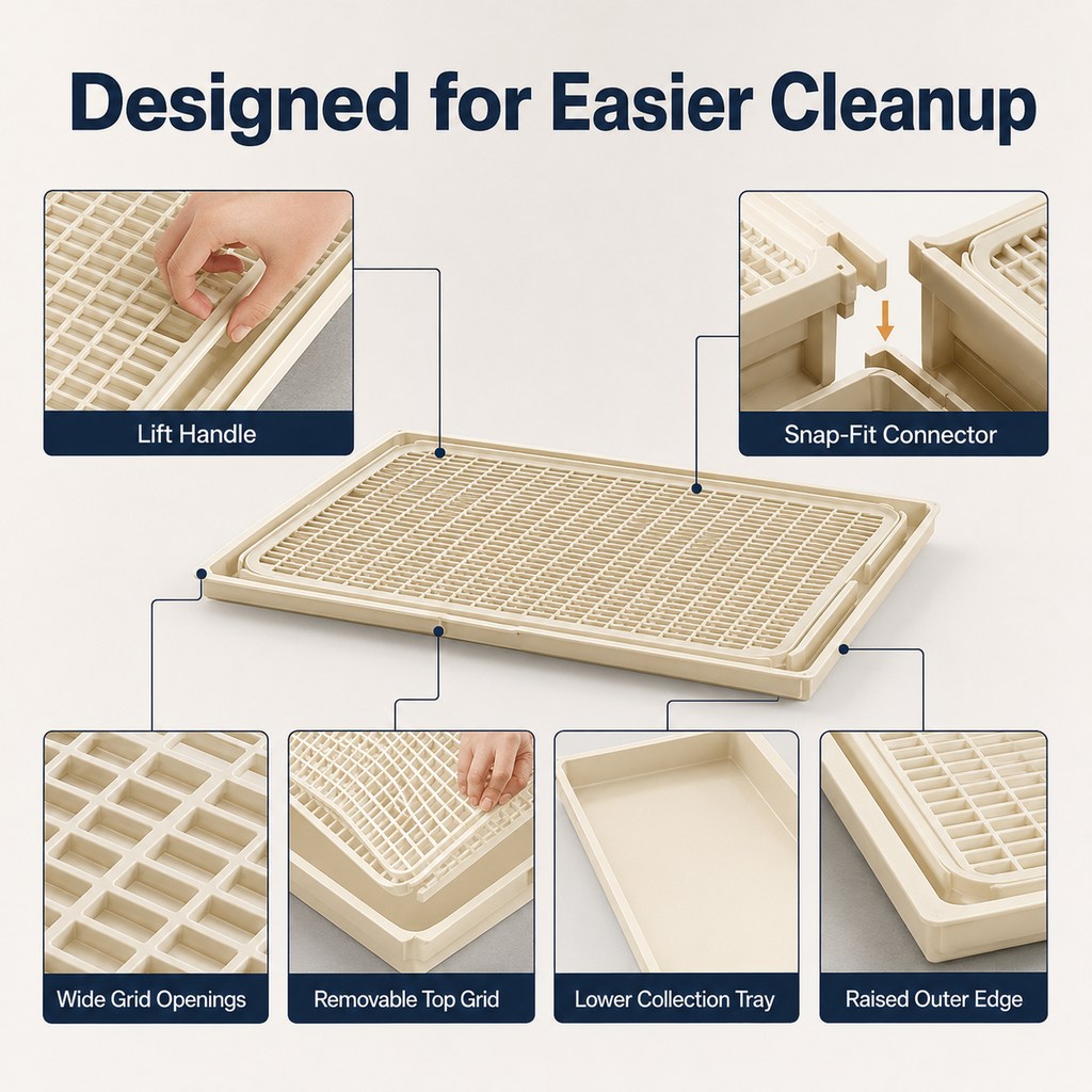 Ortekor Modular Cat Litter Mat for Litter Box Exits - Double-Layer Litter Trap for Cleaner Floors
