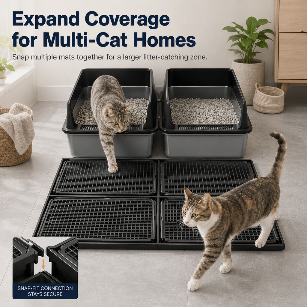 Ortekor Modular Cat Litter Mat for Litter Box Exits - Double-Layer Litter Trap for Cleaner Floors