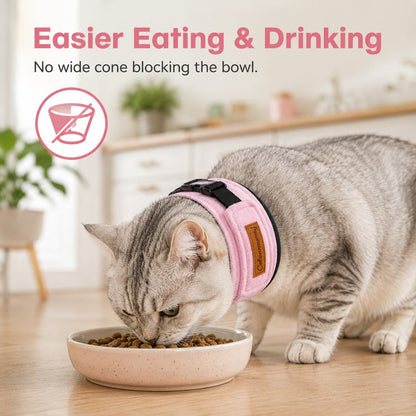 Ortekor Soft Cat Recovery Collar for Post-Surgery Care - Adjustable Anti-Lick Fleece Neck Wrap