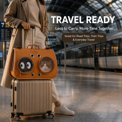 Ortekor Breathable Cat Travel Carrier for Road Trips & Vet Visits - Structured Foldable Soft-Sided Pet Bag