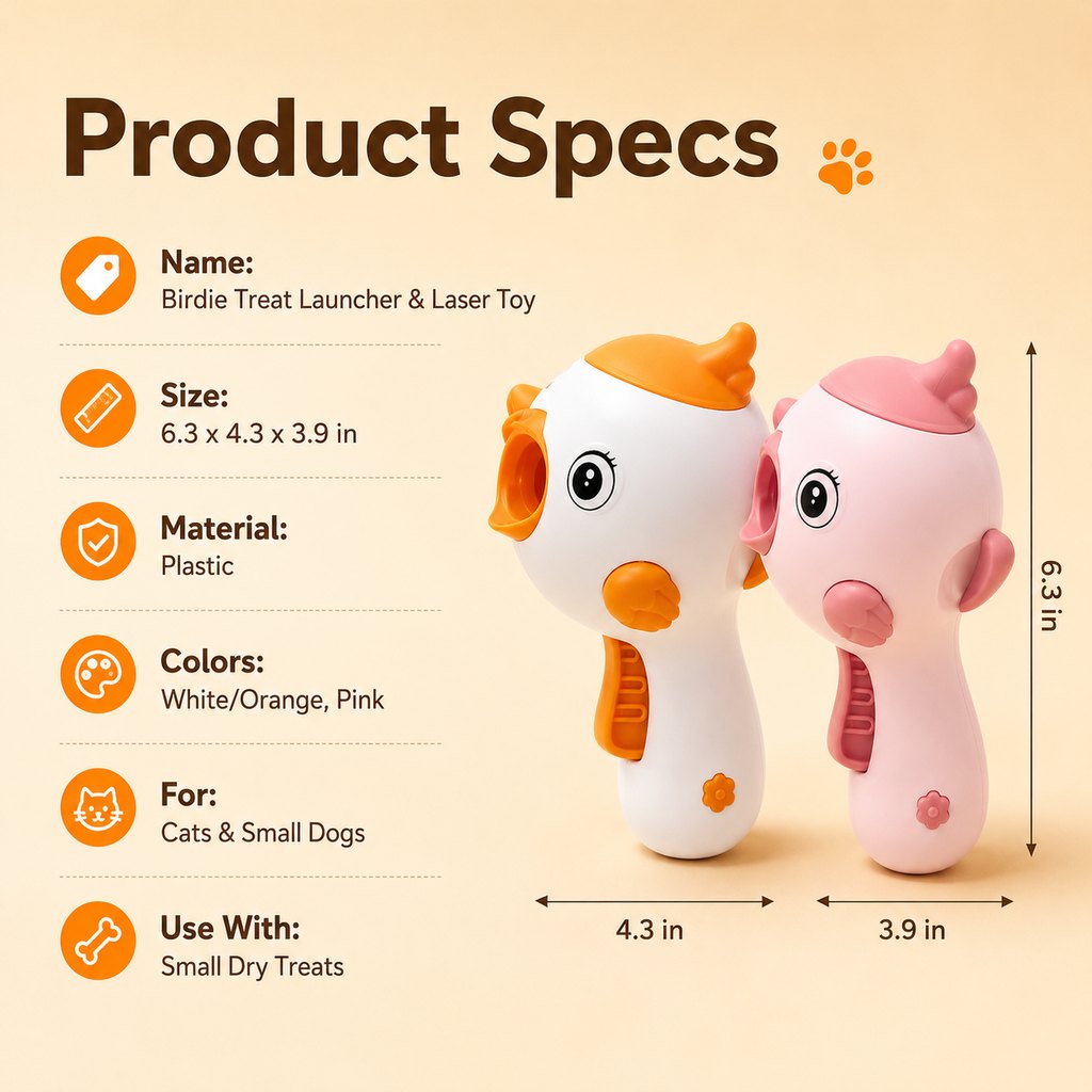 Ortekor Interactive Cat Treat Launcher Toy with Laser - Indoor Cat Enrichment Game for Bored Cats, Exercise & Feeding Fun