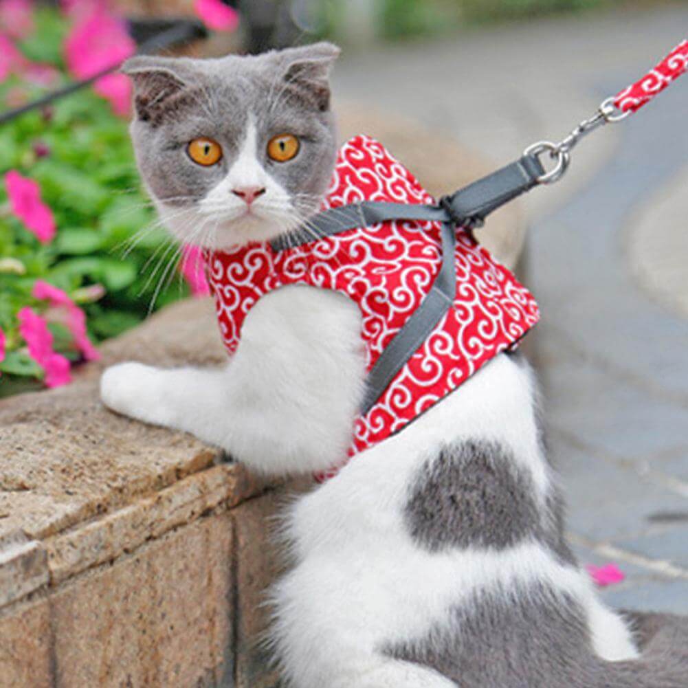 Reflective Cat Harness and Leash Set with Adjustable Vest for Safe Walking, Hiking & Training