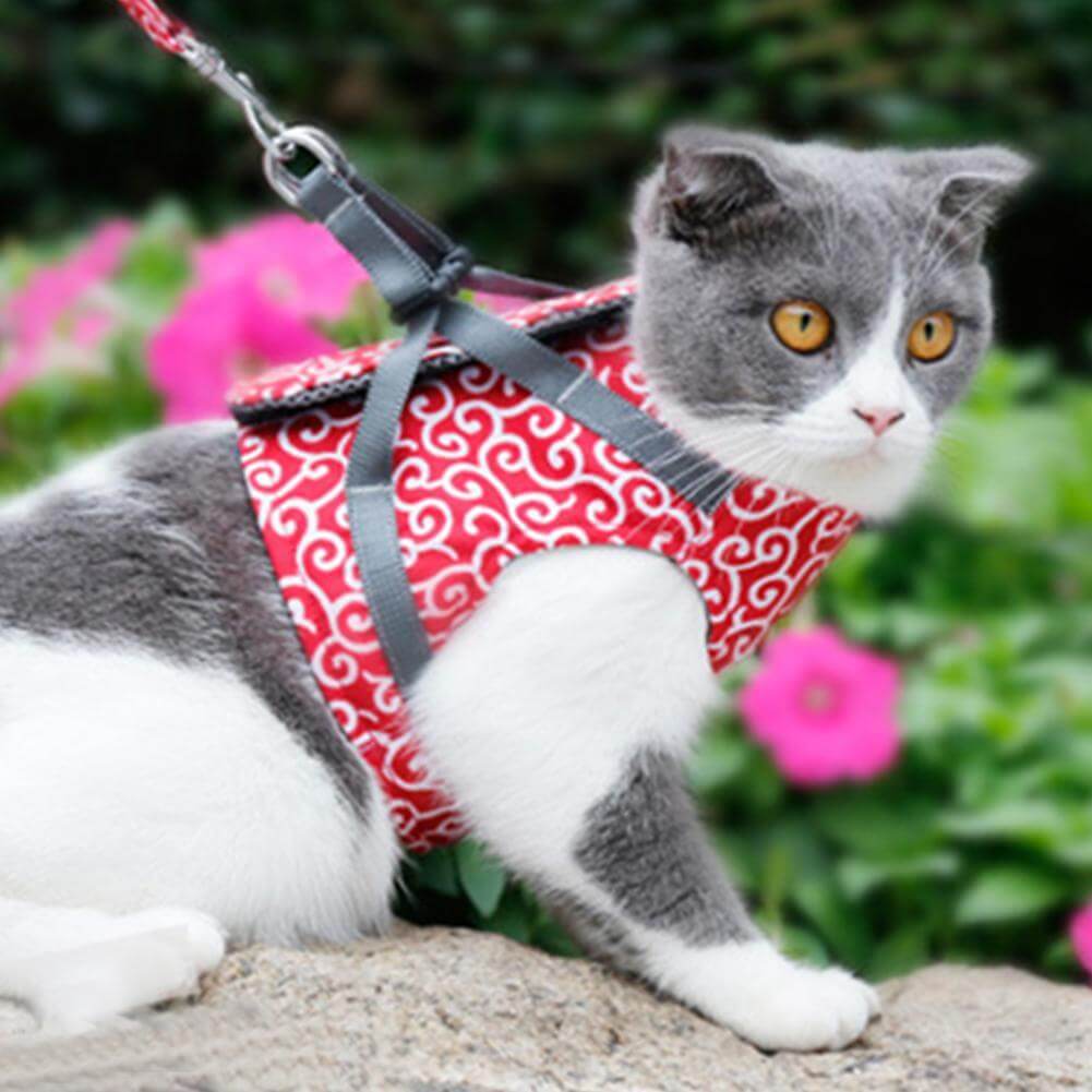 Reflective Cat Harness and Leash Set with Adjustable Vest for Safe Walking, Hiking & Training