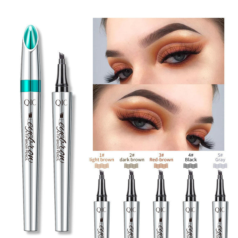 Four-Prong Microblading Brow Pen with Long-Lasting Formula for Natural Hair-Like Strokes