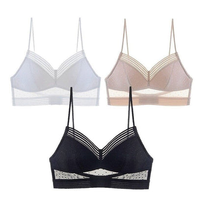 Wireless Supportive Lace Bralette V-Neck Plunge Pullover Style Soft Everyday Comfort Bra for Women