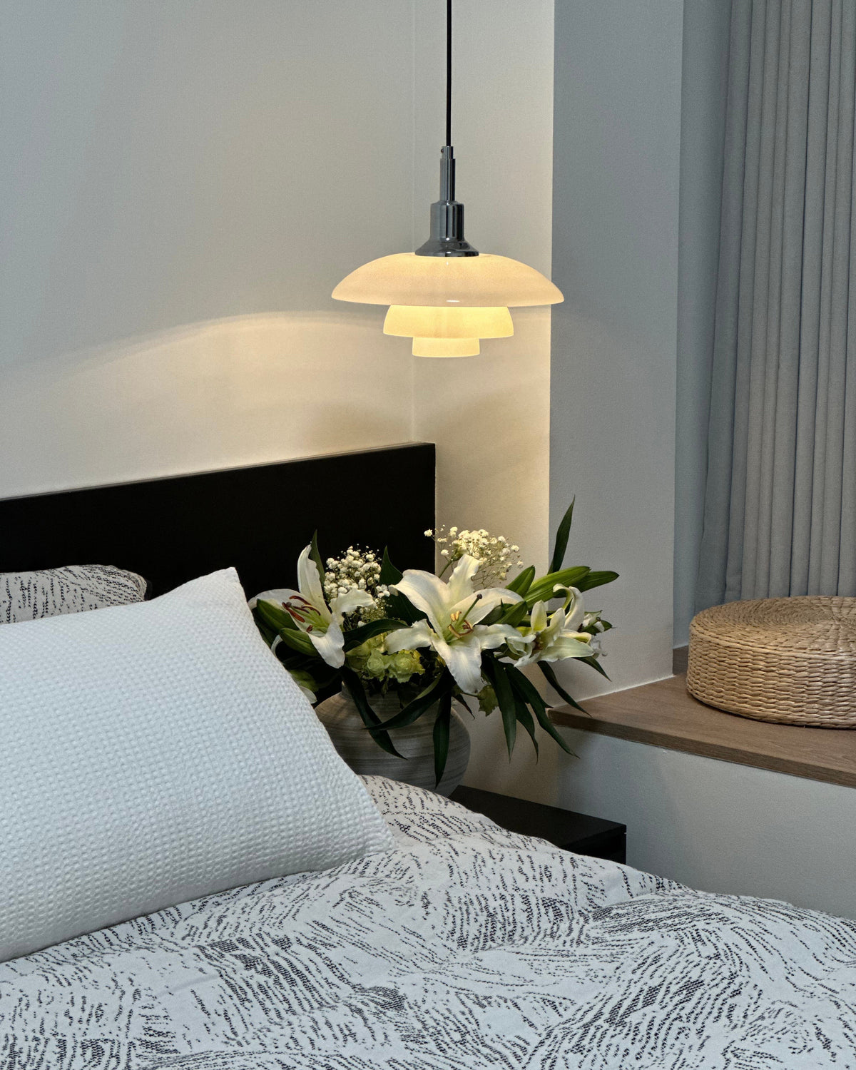 Glass Globe Ceiling Light 11-Inch White Shade Adjustable Hanging Fixture E27 Socket for Kitchen Dining Room Bedroom Modern Minimalist Scandi