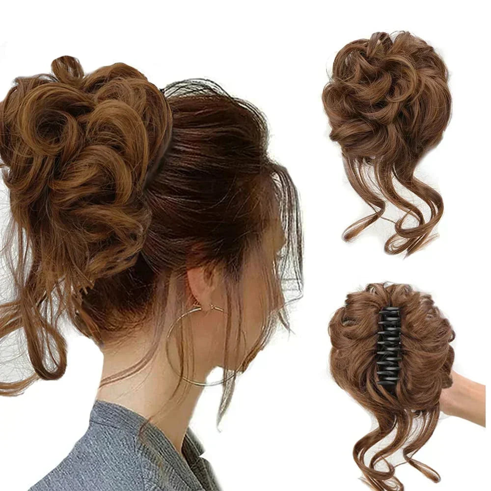 Synthetic Updo Hairpiece with Clip Attachment – Textured Volume for Thin or Fine Hair – Available in 18 Shades Including Blonde, Brown, Black, Gray &