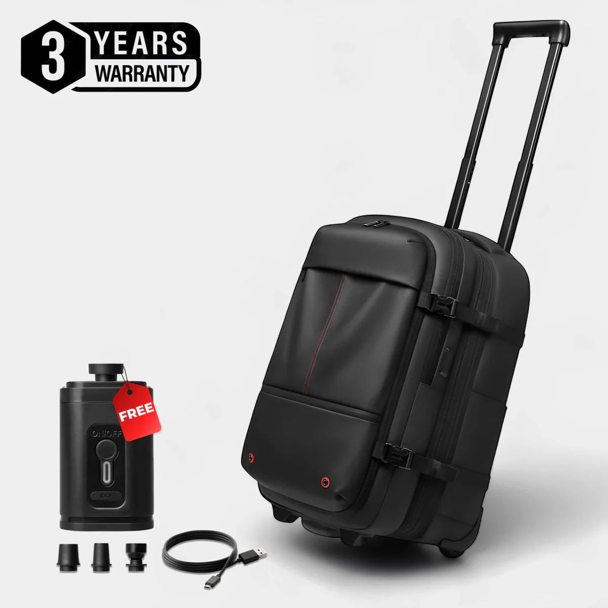 Ortekor PakkyRoll | Rolling Backpack with Wheels & Vacuum Compression | Airline Approved Carry-On for Efficient Travel