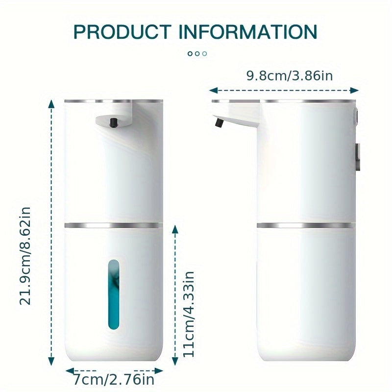 USB Rechargeable Hands-Free Foam Dispenser with Motion Sensor for Sink Counter Kitchen Bath | 13 fl oz Wall-Mount Hygiene Station for Modern