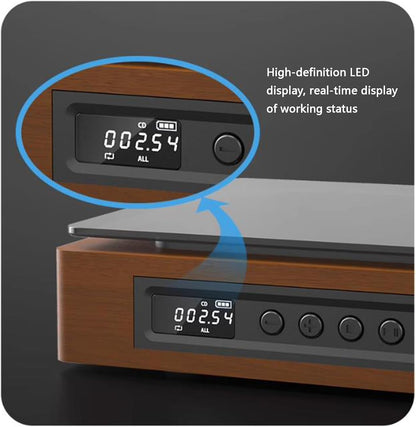 Tabletop Disc Player with Wireless Audio Streaming FM Tuner LCD Screen USB-C Charging Wood-Look Finish for Living Room Bedroom Office Deskto