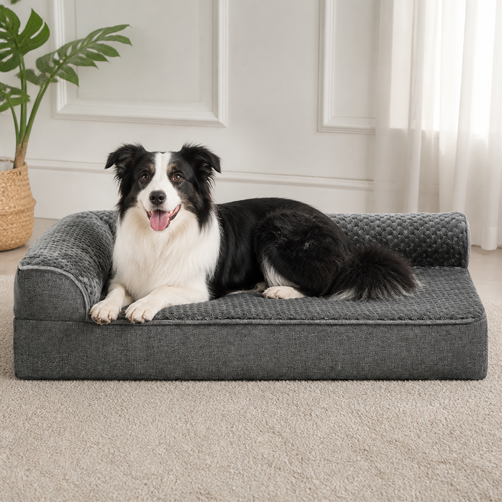 Ortekor Orthopedic High-Density Foam & Sherpa Dog Bed (Removable Cover)