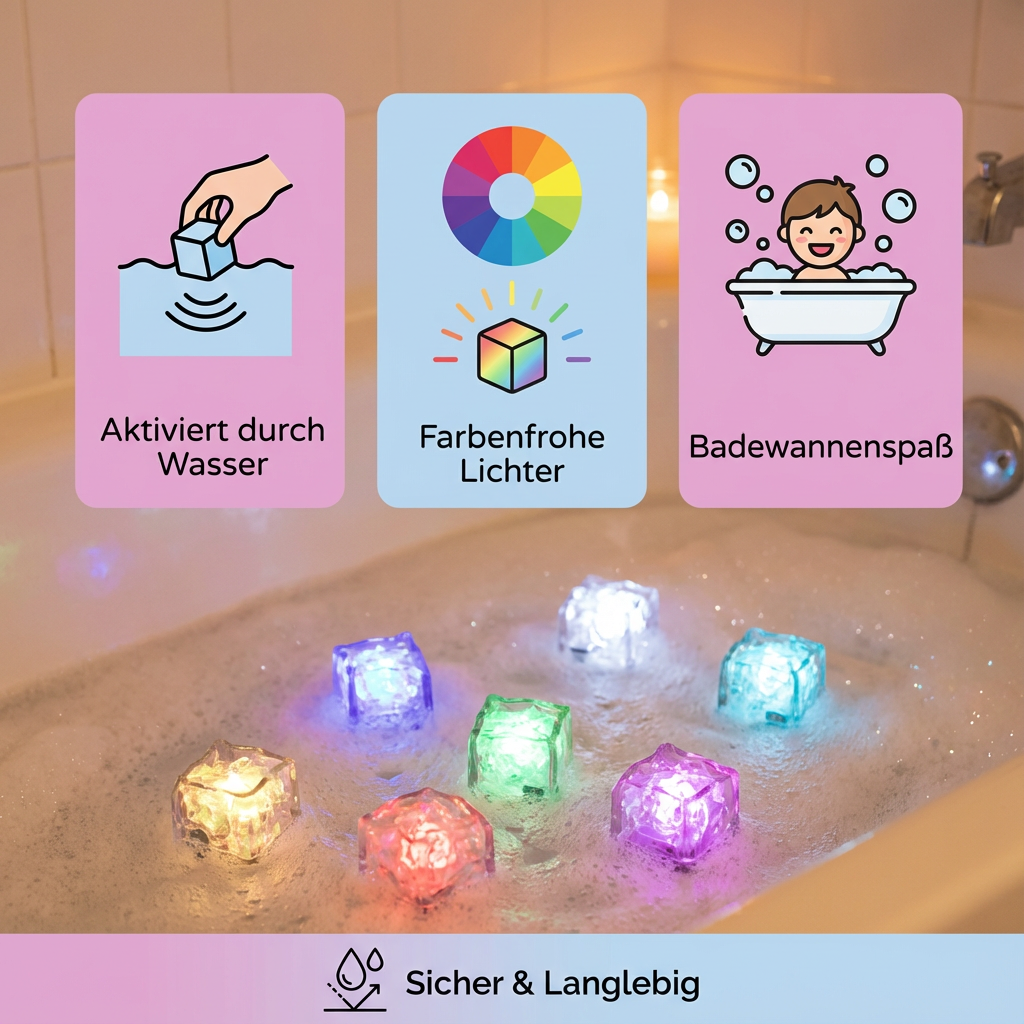 Light-Up Bath Cubes for Kids 6-Pack Waterproof LED Floating Toys Sensory Play Color-Changing Glow Cubes for Toddlers Bathtub Fun