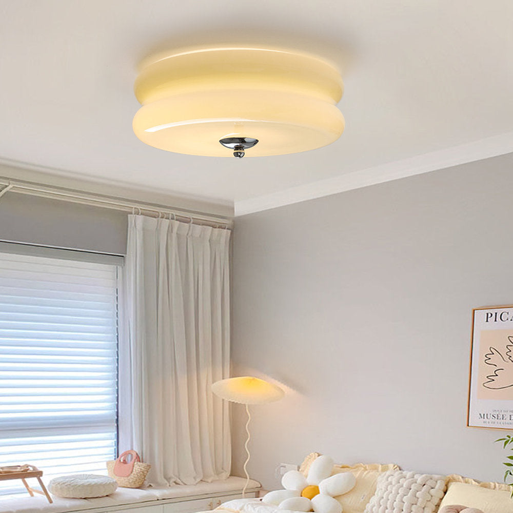 Lámpara LED de techo empotrada redonda con 3 temperaturas de color, de metal y vidrio, 5 pulgadas de altura, para dormitorio, comedor y cocina, con interruptor Kelvin ajustable