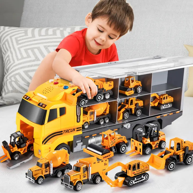 Construction Toys for Kids Ages 3 and Up, Toy Excavator and Toy Crane Building Toys, Construction Toy Set with Tools