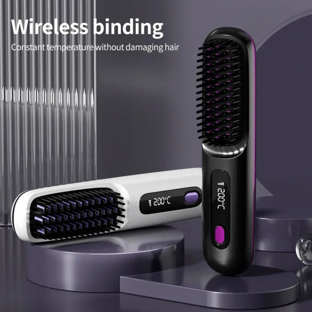 Alisador de pelo inalámbrico de cerámica | Diseño recargable por USB para un peinado elegante y sin frizz en cualquier lugar