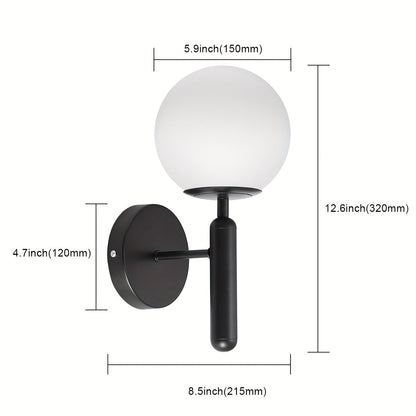 Semi-Flush Spherical Wall Light with Frosted Shade | Metal Sconce for Bedroom, Bathroom & Hallway | Hardwired G9 Socket 110V-240V | Modern
