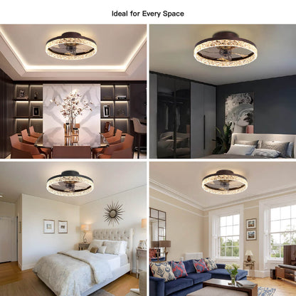 Flush Mount Ceiling Fan with Light and Remote 20 Inch Low Profile LED Fan Light Dimmable 3 Color Temps 6 Speed Reversible Blades for
