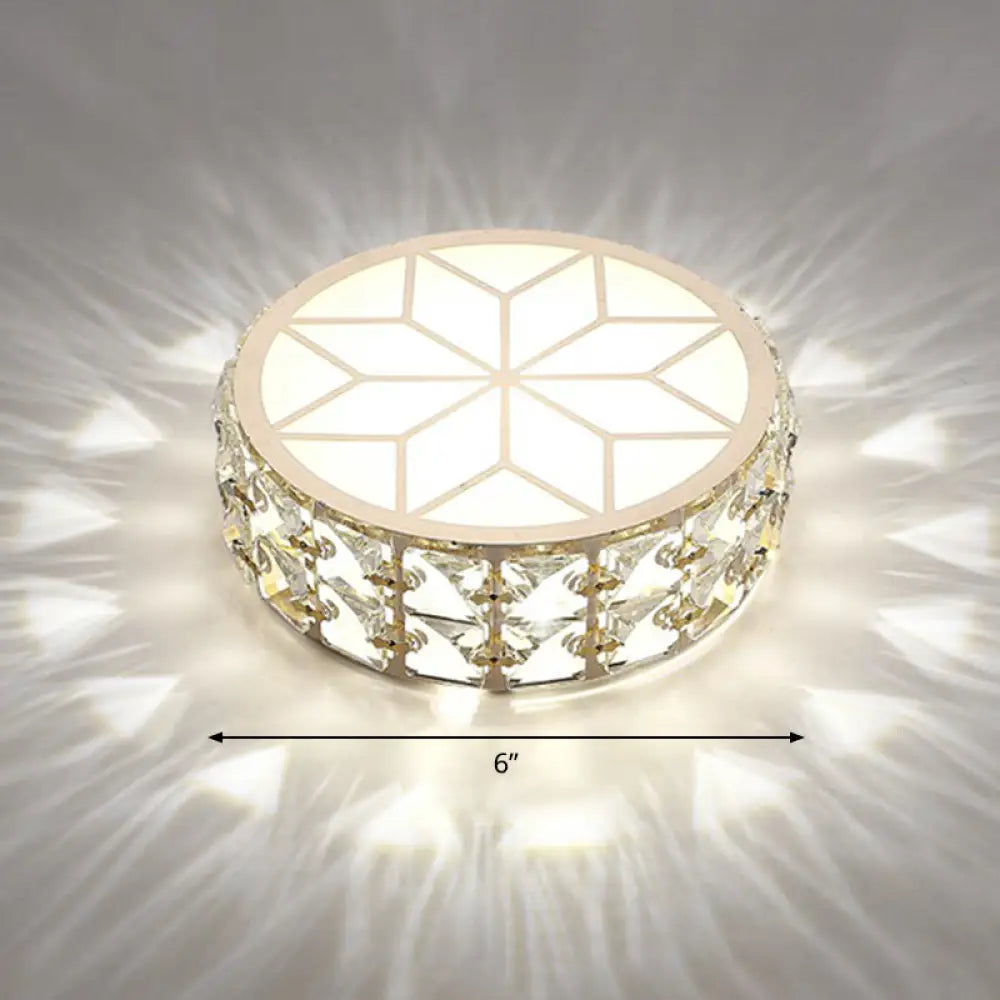 Round Crystal Flush Mount LED Ceiling Light 6" 8" Champagne Gold Modern Entryway Hallway Lighting Fixture Close to Ceiling Surface Mount