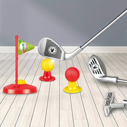 Junior Putting Practice Kit with Height-Adjustable Shafts for Toddlers & Elementary Players – Includes Greens Targets, Plastic Putters &