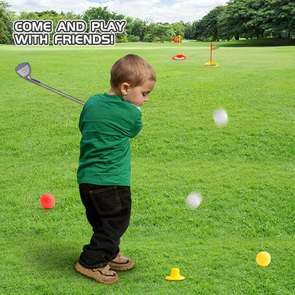 Junior Putting Practice Kit with Height-Adjustable Shafts for Toddlers & Elementary Players – Includes Greens Targets, Plastic Putters &