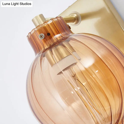 Round Glass Wall Sconce with Decorative Tassel | Asian-Inspired Globe Fixture | Chrome or Brass Finish for Living Room, Hallway, Bedroom