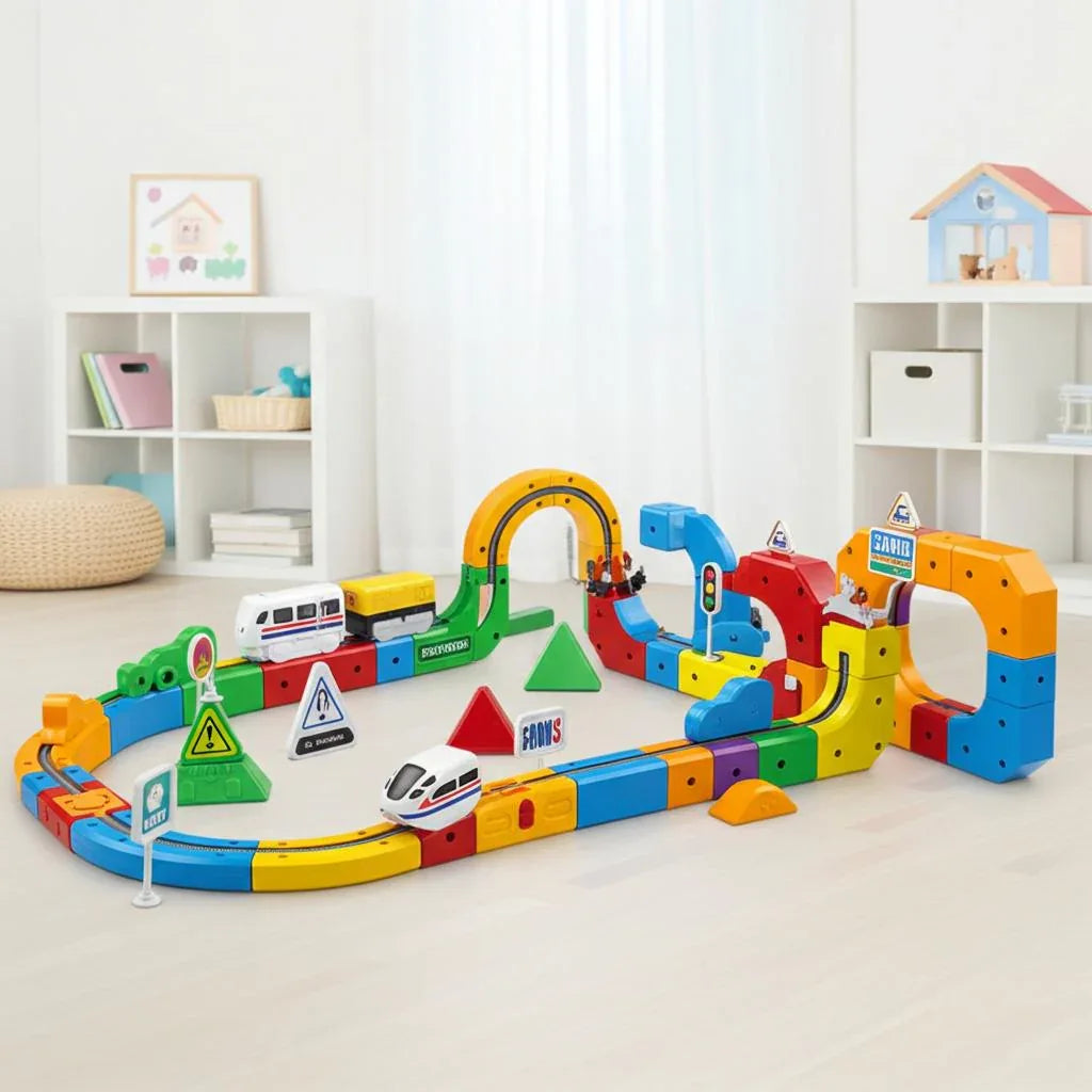 Magnetic Race Track Building Set with Gravity-Defying Train – STEM Learning Toy for Creative Play, 3D Construction Blocks, Educational