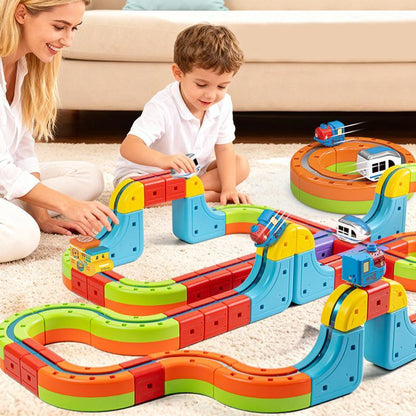 Magnetic Race Track Building Set with Gravity-Defying Train – STEM Learning Toy for Creative Play, 3D Construction Blocks, Educational