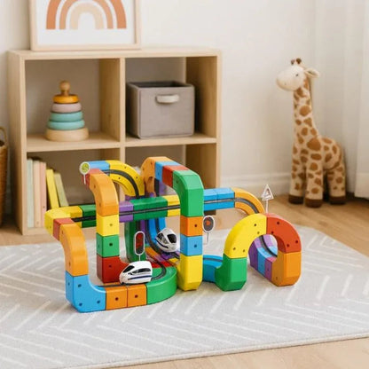 Magnetic Race Track Building Set with Gravity-Defying Train – STEM Learning Toy for Creative Play, 3D Construction Blocks, Educational