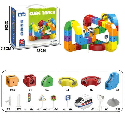 Magnetic Race Track Building Set with Gravity-Defying Train – STEM Learning Toy for Creative Play, 3D Construction Blocks, Educational