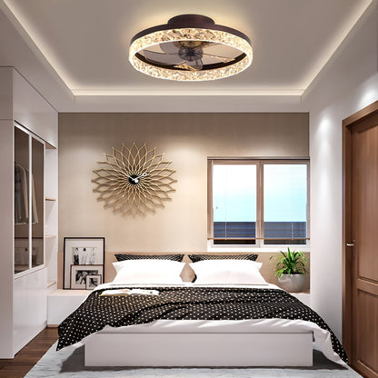 Flush Mount Ceiling Fan with Light and Remote 20 Inch Low Profile LED Fan Light Dimmable 3 Color Temps 6 Speed Reversible Blades for
