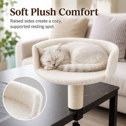 Ortekor Clamp-On Cat Perch for Home Office Desks - Space-Saving Cat Bed with Sisal Scratching Post