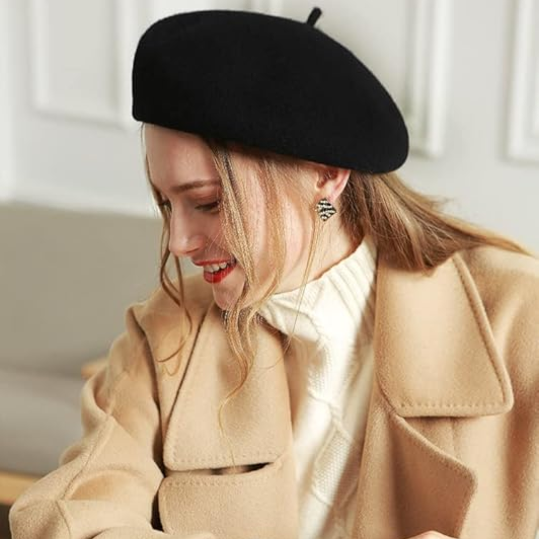 Women's Wool Beret Hat – Lightweight Parisian-Style Winter Cap in 10 Colors for Fall & Cold Weather