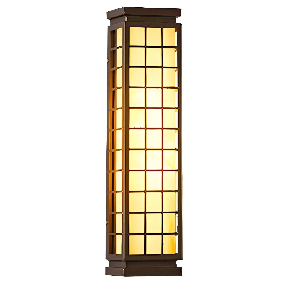 Japanese Grid Outdoor Wall Light Waterproof Stainless Steel 18 inch Bronze Entrance Lamp for Patio Garden Driveway Courtyard Villa Pathway E