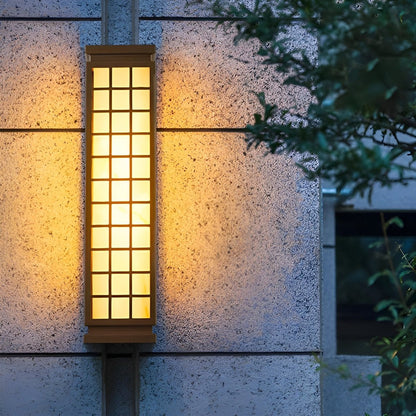 Japanese Grid Outdoor Wall Light Waterproof Stainless Steel 18 inch Bronze Entrance Lamp for Patio Garden Driveway Courtyard Villa Pathway E