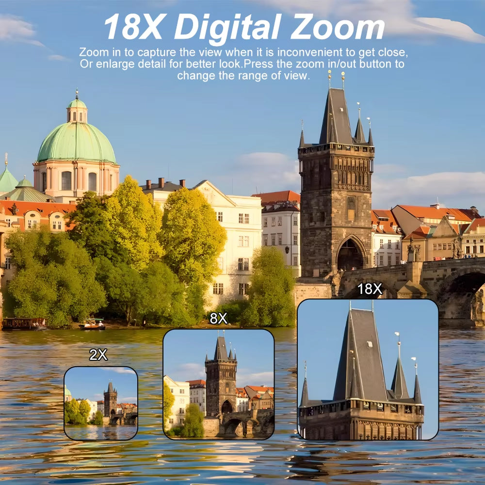 Compact 4K Digital Video Camera with Flip Screen & 18x Zoom for Vlogging, Content Creation, Travel & Photography