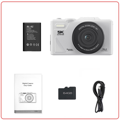 Compact 4K Digital Video Camera with Flip Screen & 18x Zoom for Vlogging, Content Creation, Travel & Photography